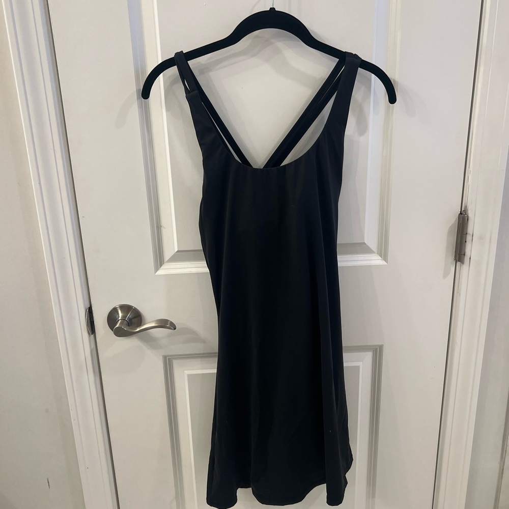 BuffBunny Black Mini Slip Dress with Cross-Back Straps
